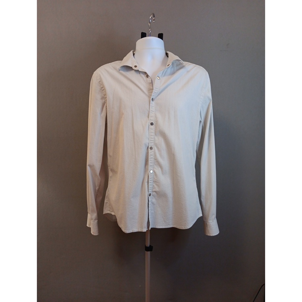 Mens Armani Exchange White Striped Button Down Shirt Large